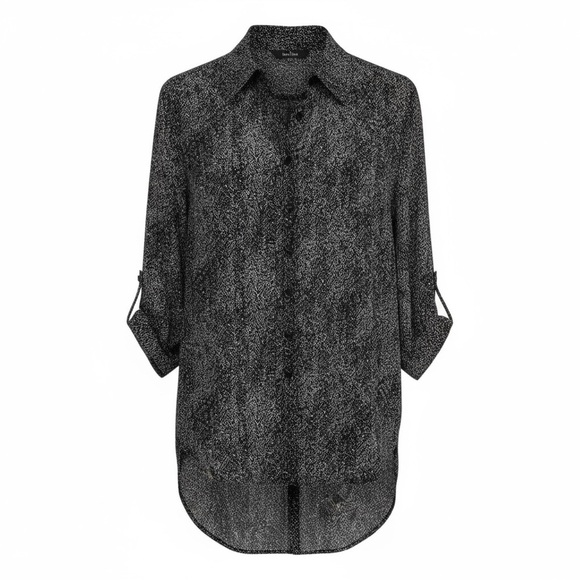 CLARA SUN WOO - SIZE SMALL - DARK NAVY / BLACK WITH WHITE SHEER GEO. PRINT B15 - Picture 4 of 13